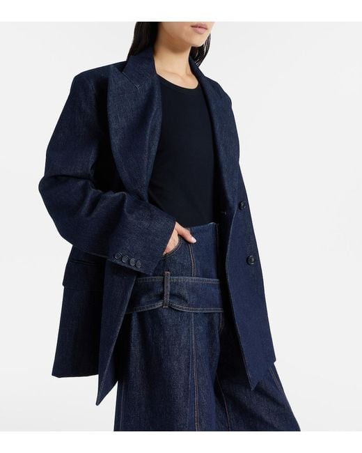 Sportmax Blue Ancella Double-Breasted Denim Blazer