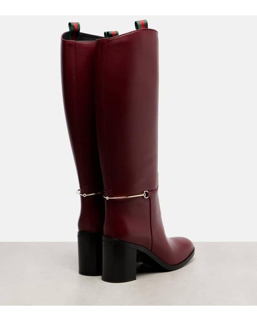 Gucci Red Damenstiefel Mit Schmalem Horsebit, Größe