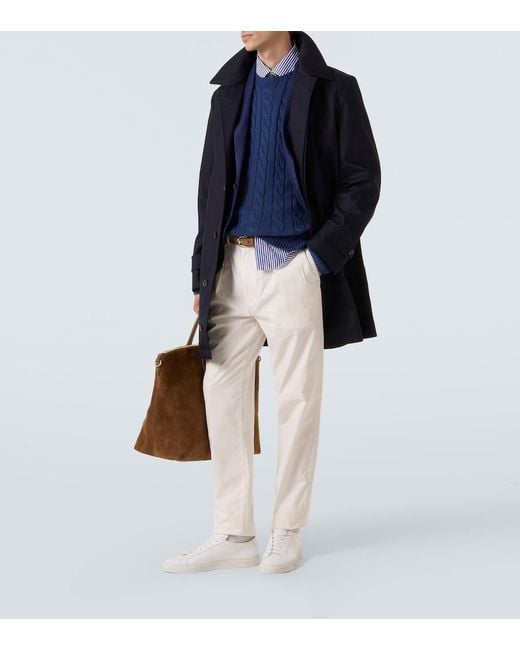 Polo Ralph Lauren Blue Cotton Twill Car Coat for men