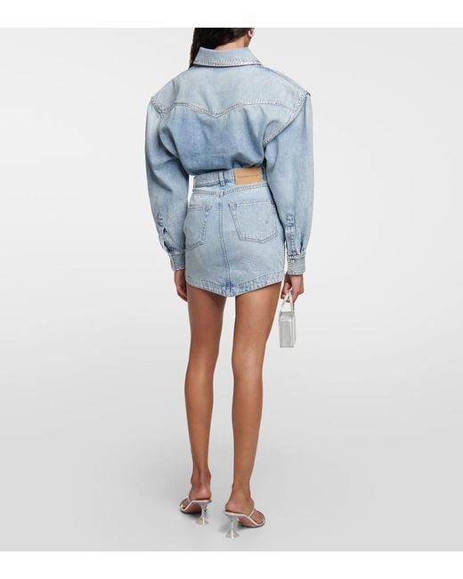 Alexandre Vauthier Blue Embellished Denim Miniskirt