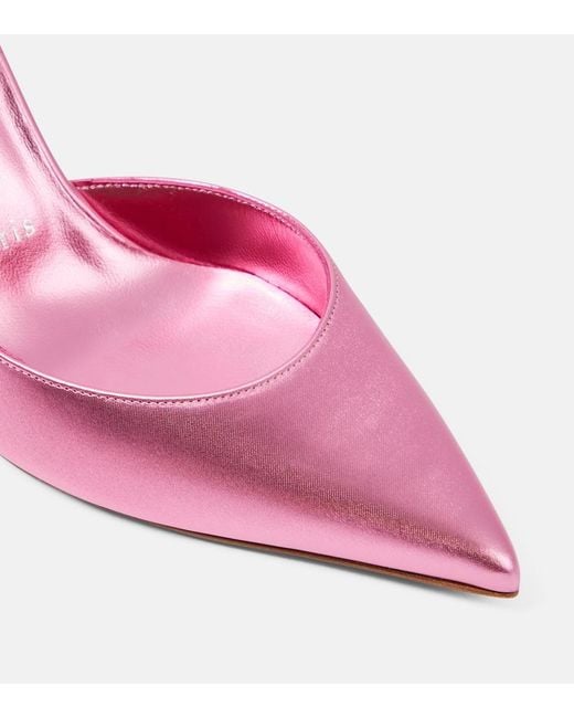 Christian Louboutin Pink Iriza 85 Metallic Leather Pumps