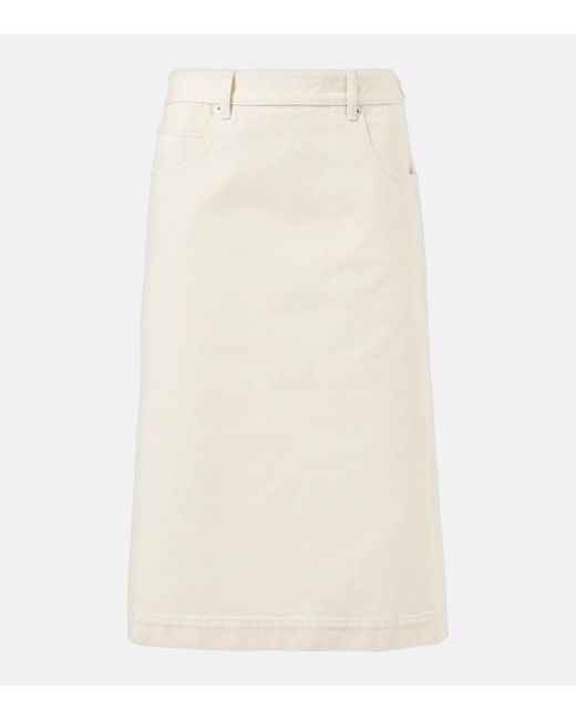 Bottega Veneta White Denim Midi Skirt