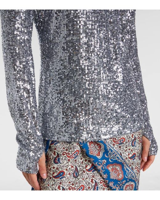 Top Con Paillettes di Rabanne in Metallic