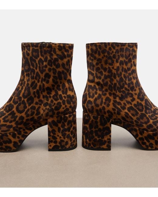 Gianvito Rossi Brown Sally Leopard-Print Suede Ankle Boots