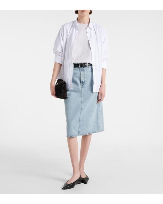 Totême Blue Organi Cotton Denim Midi Skirt