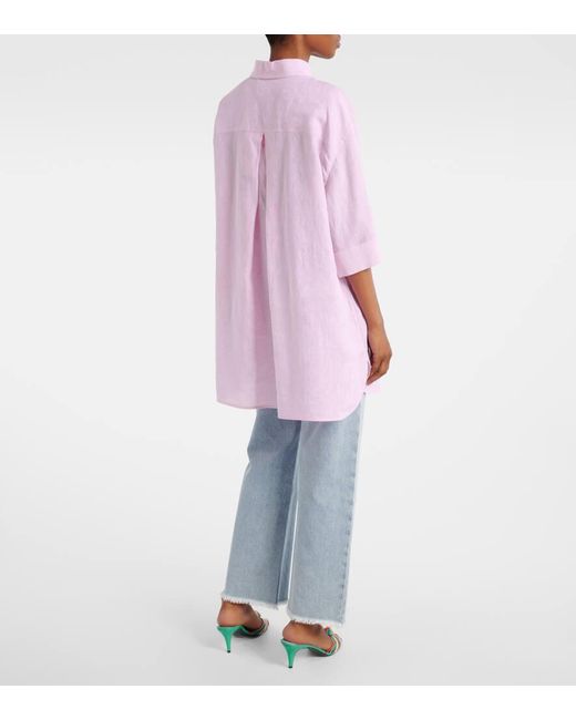 Valentino Pink Oversized Linen Polo Shirt