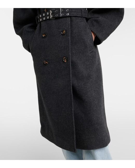 Ganni Black Belted Wool And Cashmere-Blend Coat