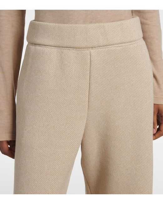 Pantalones Anchos En Mezcla De Algodon Max Mara de color Natural