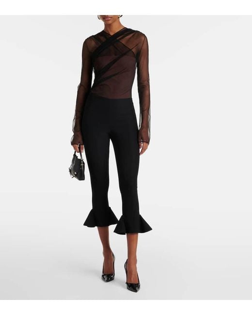 Nensi Dojaka Black Cropped Flared Capri Pants