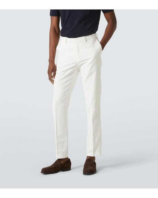 Thom Sweeney White Straight Chinos for men
