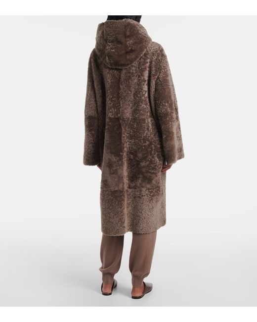Joseph Brown Reversible Shearling And Leather Hooded Coat