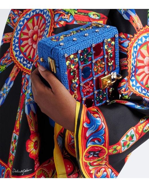 Dolce & Gabbana Blue Dolce Box Beaded Box Bag