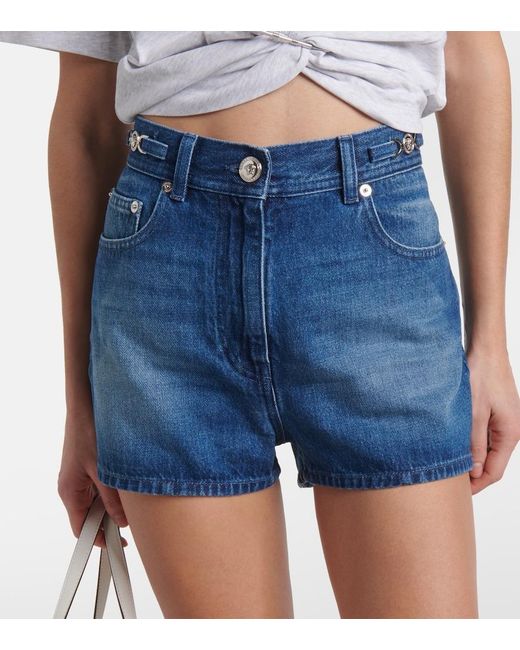 Versace Blue Faded Denim Shorts