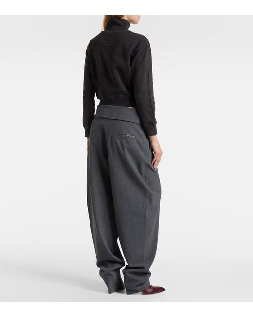 The Attico Black Cropped Cotton Sweatshirt