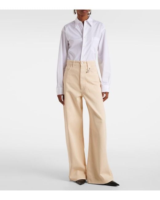 Sportmax Natural Siamese High-Rise Wide-Leg Jeans
