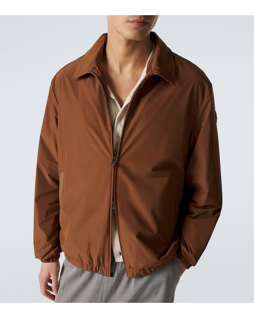 Moncler Brown Socot Leather-Trimmed Blouson Jacket for men