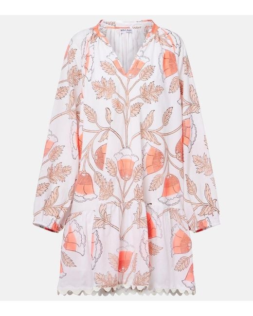 Juliet Dunn Red Printed Scalloped Cotton Minidress