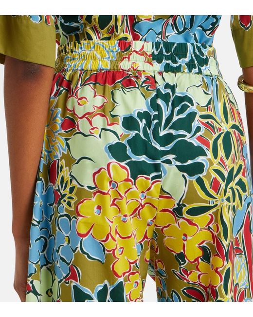 ALÉMAIS Blue Solstice Cotton-Blend Wide-Leg Pants