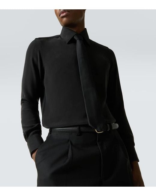 Thom Sweeney Black Silk Shirt for men