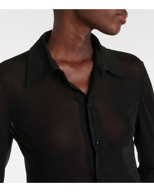 Camisa de punto de crepe Saint Laurent de color Black