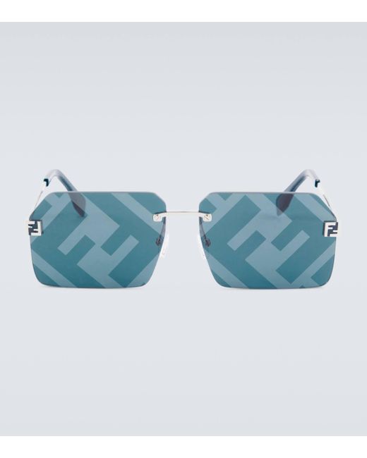 Fendi Blue Sky Rectangular Sunglasses for men