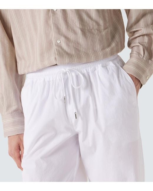 Fedeli White Cotton-Blend Straight Pants for men