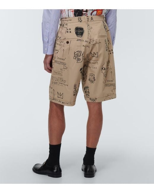 Junya Watanabe Natural X Basquiat Printed Cotton Shorts for men