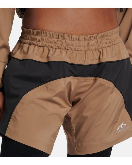 Balenciaga Brown Colorblocked Taffeta Shorts