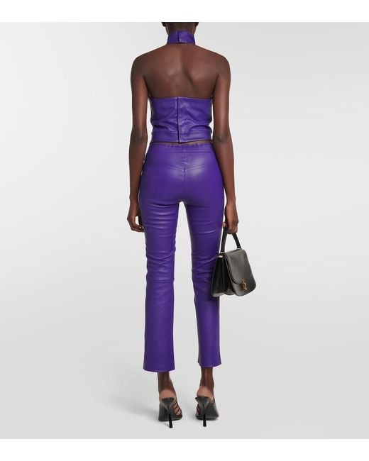 Stouls Purple Vicky Halterneck Leather Top
