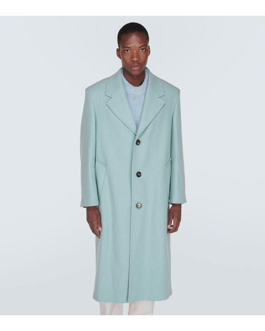 Ami Paris Oversized Wool-blend Gabardine Coat in Blue for Men | Lyst