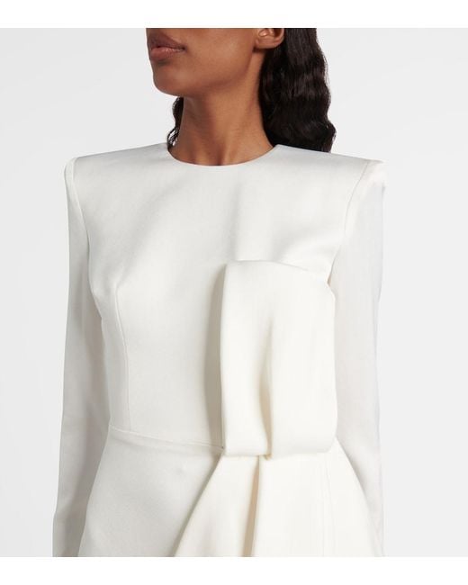 Alex Perry White Bow-Detail Crepe Satin Gown
