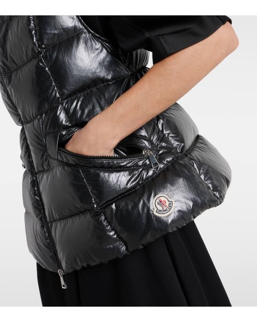 Moncler Black Anse Shearling-Trimmed Down Vest