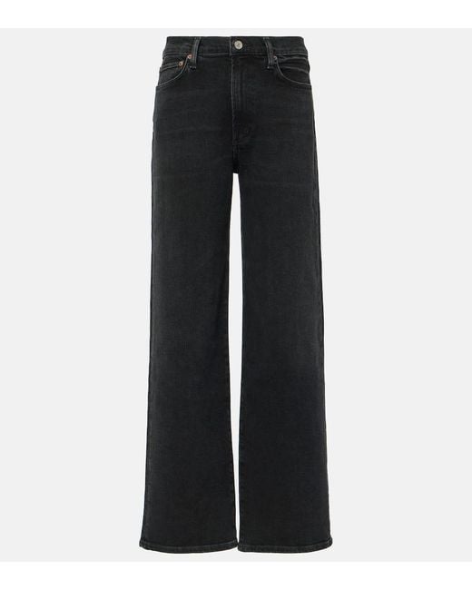 Agolde Black Mid-Rise Straight Jeans Harper