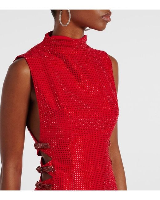 Self-Portrait Red Embellished Cutout Crepe Gown