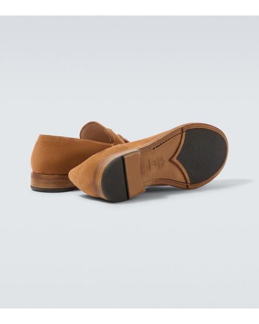 Eleventy Brown Tasseled Suede Penny Loafers for men