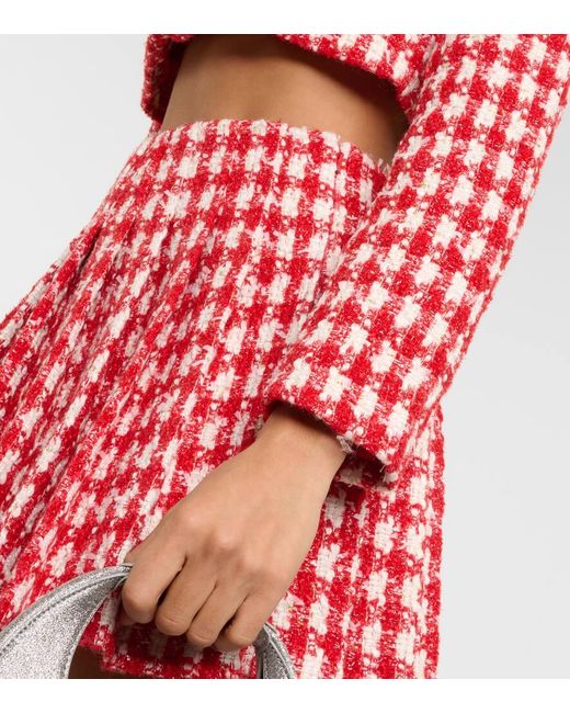 Self-Portrait Red Crystal-embellished Metallic-bouclé Woven Jacket