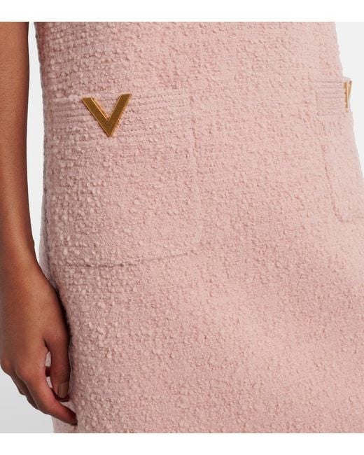Valentino Pink Vgold Wool-Blend Tweed Minidress