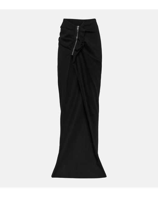 Rick Owens Black Drkshdw Cotton Maxi Skirt