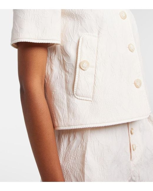 Etro White Cottton-Blend Jacquard Jacket