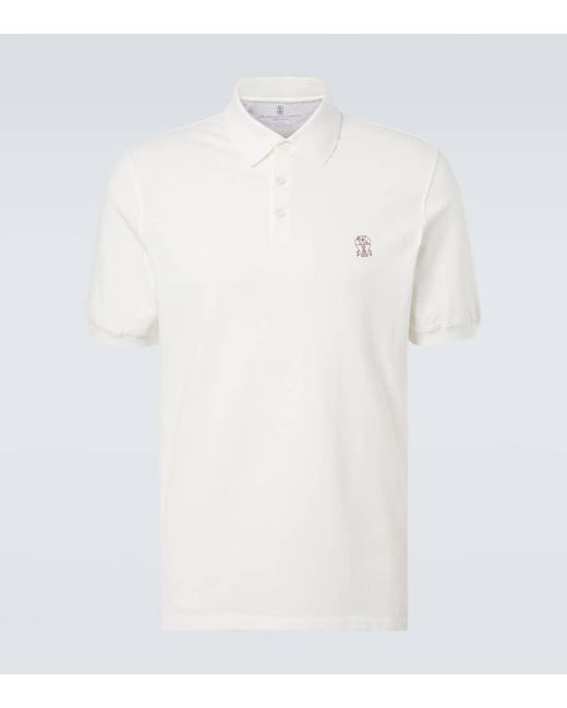 Brunello Cucinelli Polohemd Aus Baumwolle in White für Herren
