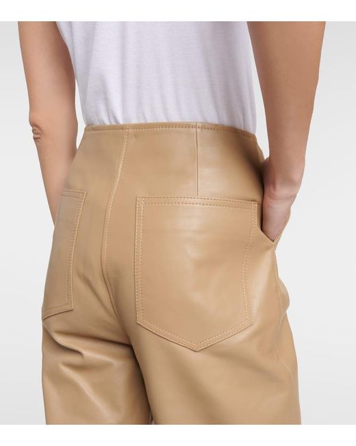 Totême  Natural High-Rise Leather Straight Pants