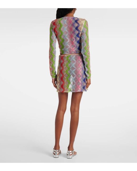 Minifalda De Croche Con Zigzag Missoni de color Pink