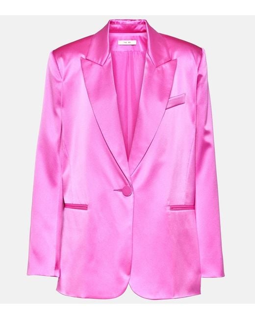 The Sei Oversized Silk Charmeuse Blazer in Pink