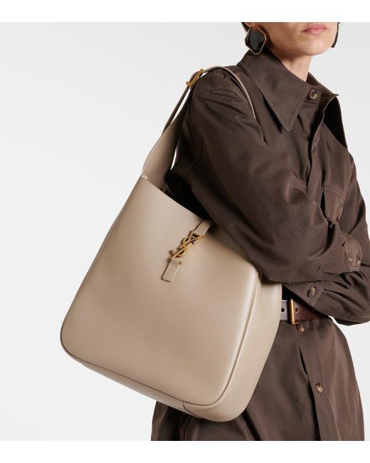 Saint Laurent Natural Le 5 A 7 Large Leather Shoulder Bag