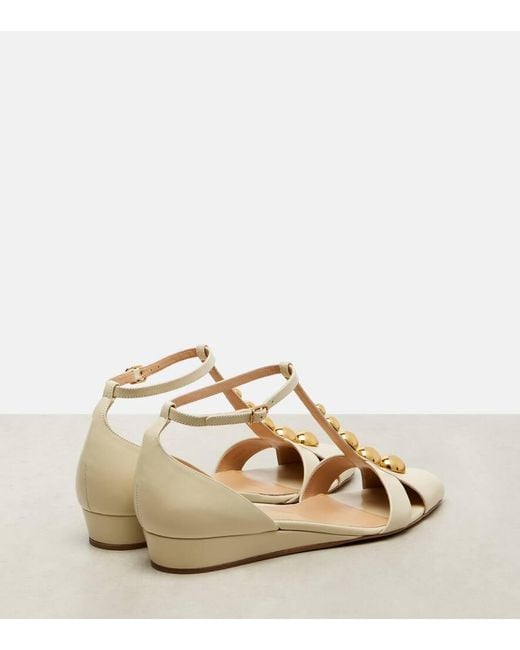 Chloé Natural Embellished Leather Flats