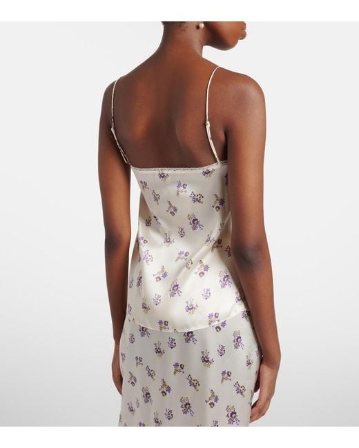 Dorothee Schumacher White Shiny Daydream Floral Silk Satin Camisole