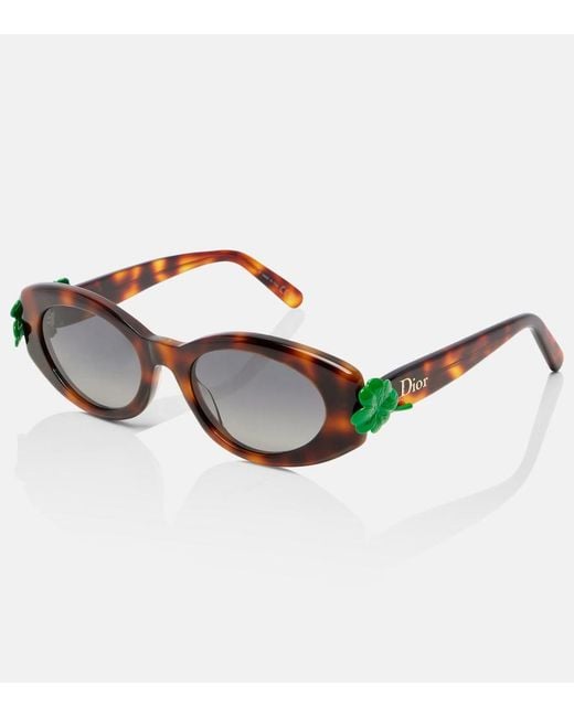 Dior Brown Dior Clover B1I Oval Sunglasses