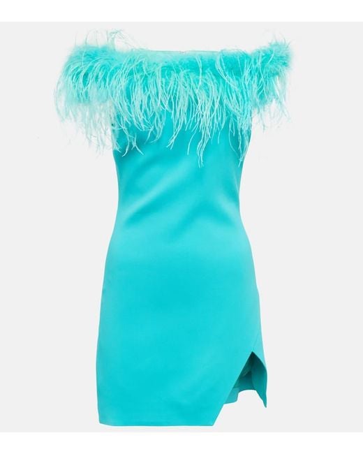 GIUSEPPE DI MORABITO Blue Feather-trimmed Minidress
