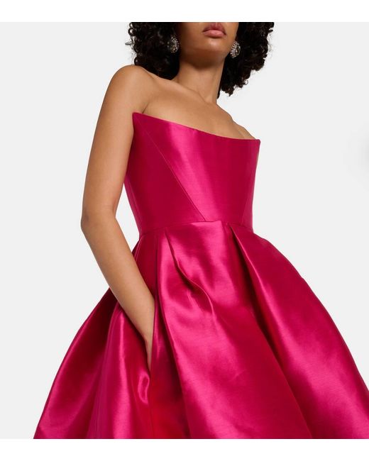 Alex Perry Red Strapless Midi Dress
