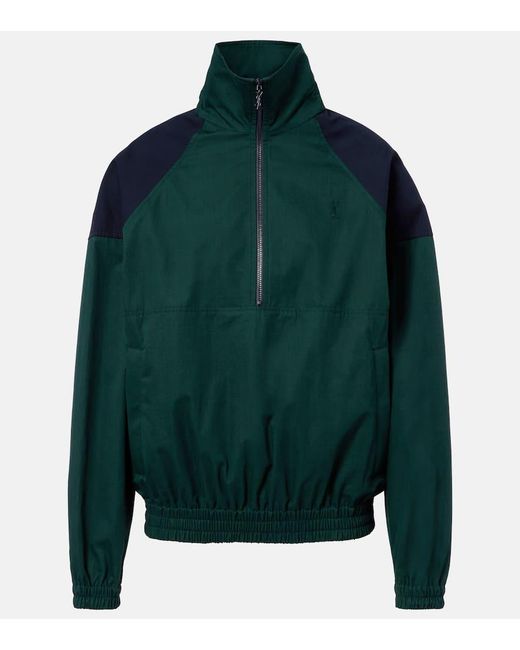 Saint Laurent Green Cassandre Cotton Canvas Half-Zip Jacket